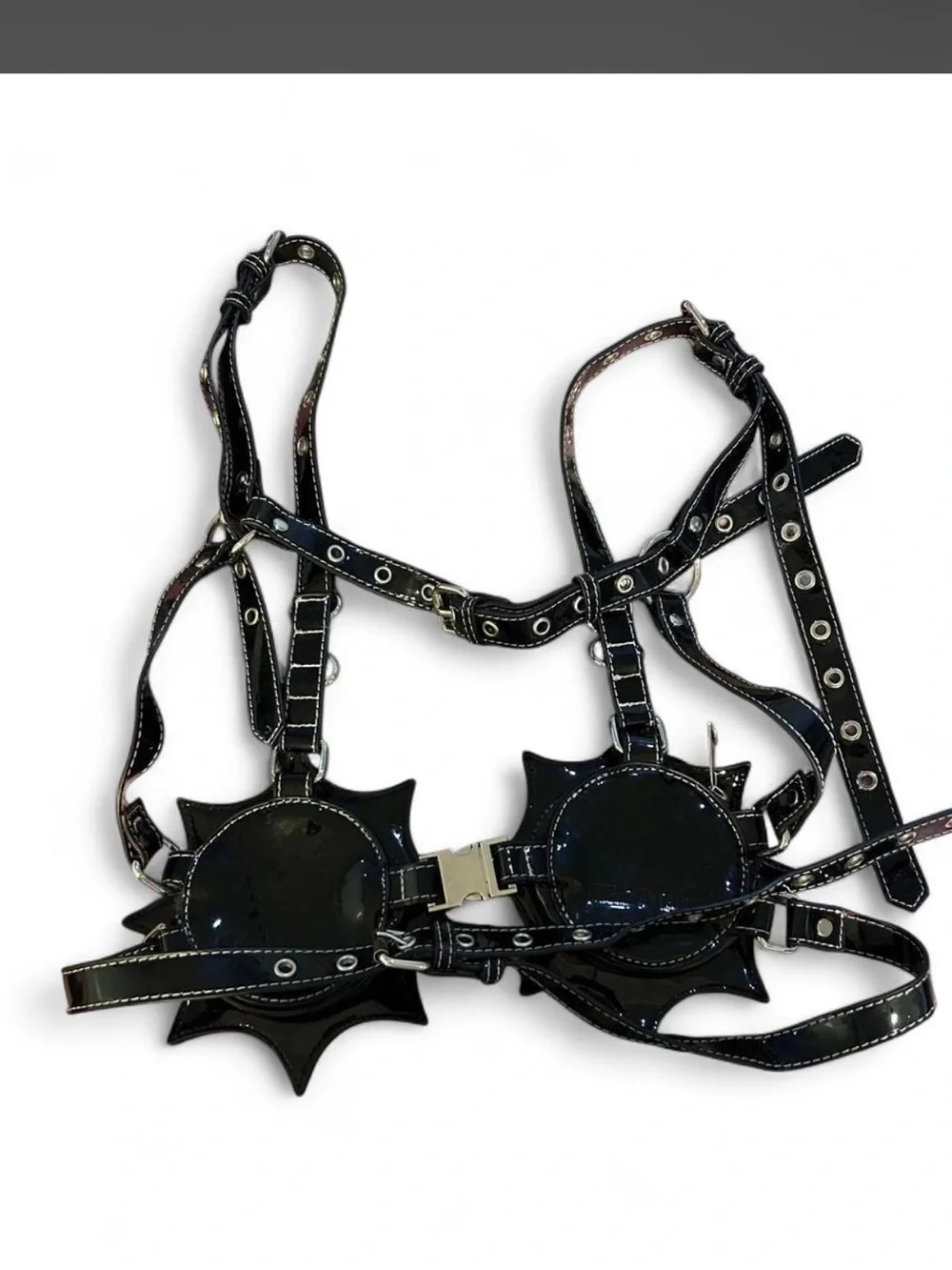 Dolls Kill Black Glitter Spiderweb Harness Top